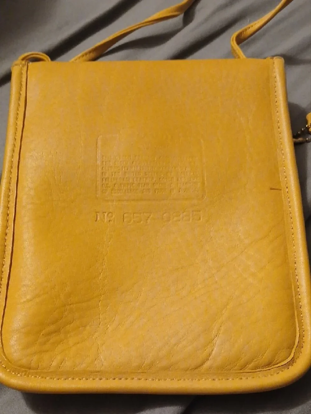 Coach Compact Mustard Yellow Crossbody Bag with Front Zip Pocket